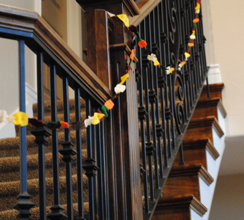 Felt Fall Garland up stairs
