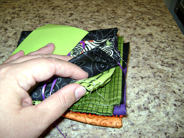 Stack of fabric for witch is in