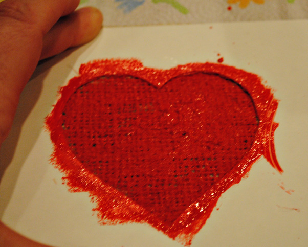 Valentine painting burlap