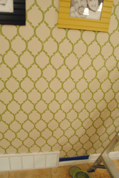 Stenciled wall close up