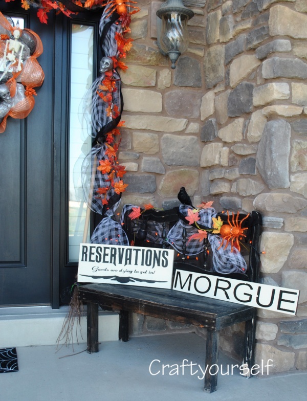 Halloween wreath and porch