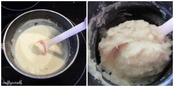 frosting cooking into a paste