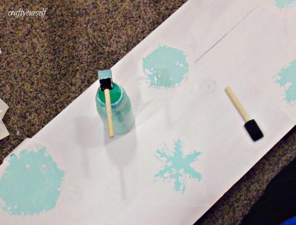 snowman board painting snowflakes