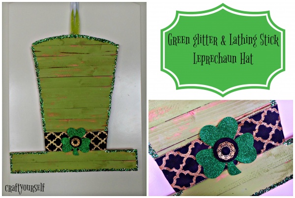 Green glitter Lathing Stick Leprechaun Hat trio